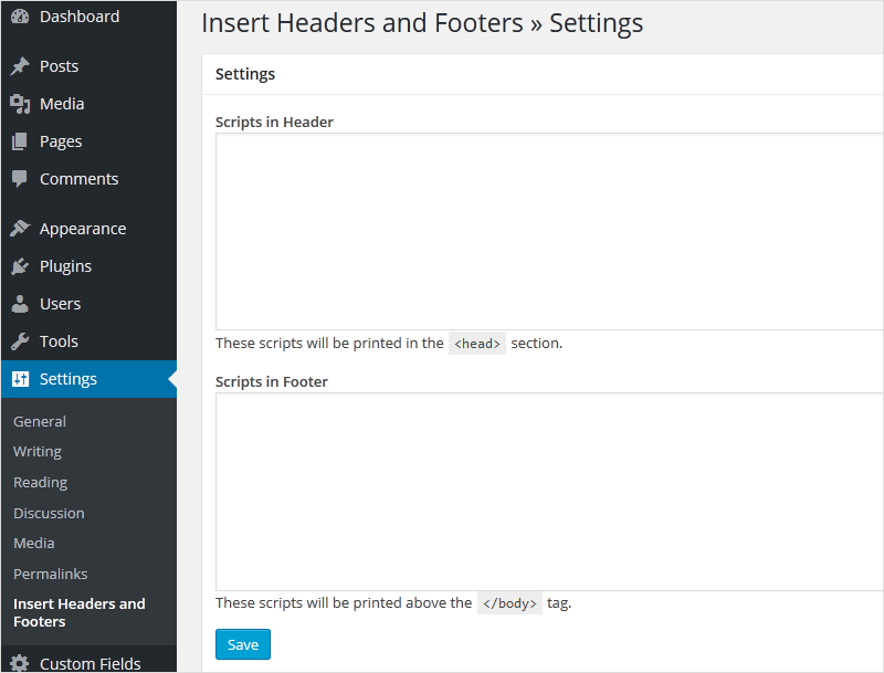 How to add Header & Footer script code in WordPress