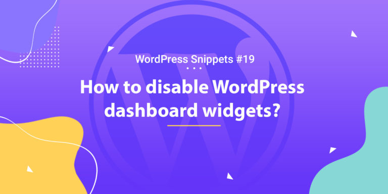 How To Disable Dashboard Widgets 2